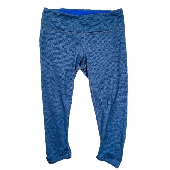 PrAna Scrunch Yoga Cropped Leggings Blue Large - Picture 1 of 3